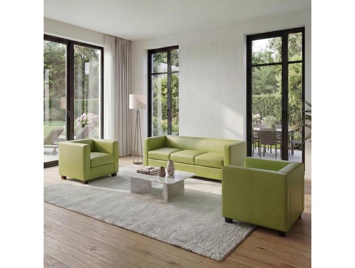 3-1-1 Ensemble de canapés Loungesofa Lille ~ similicuir\, vert clair