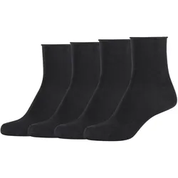 4er Pack camano Cotton Fine Rolled Cuff Socken Damen Damen 0005 - black 39-42