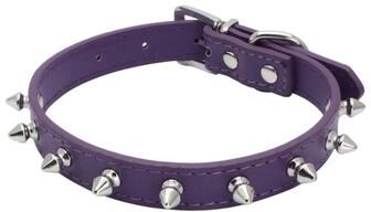 Inspired Finds Adjustable Spiked Leather Pet Collar For Dogs & Cats   Studded Punk Style Neck Strap purple 16.5x0.8in