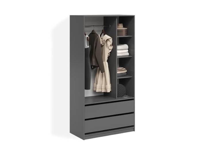 Livinity Kleiderschrank Trento , Anthrazit 100 x 200 cm mit 2 Schubladen