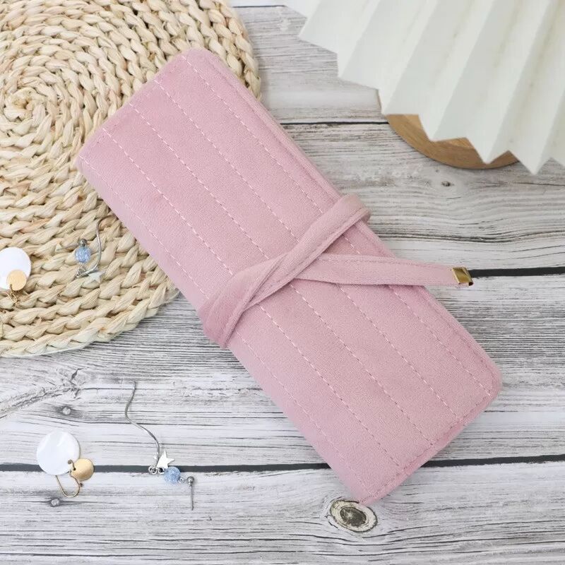INF Tragbare Schmuckrolle aus Samt, Reiseetui für Damen Rosa