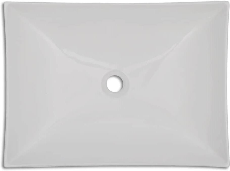vidaXL Lavabo de salle de bain en céramique Blanc brillant