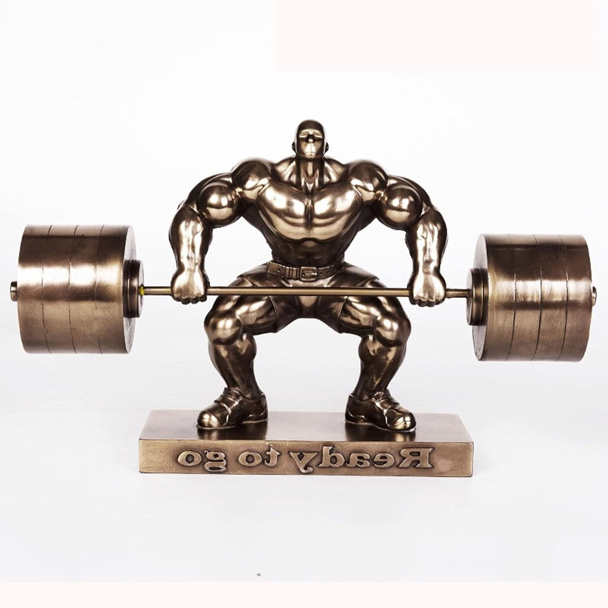 Bronskleurig Gewichtheffer Standbeeld - Bodybuilder Sculptuur voor Tafeldecoratie