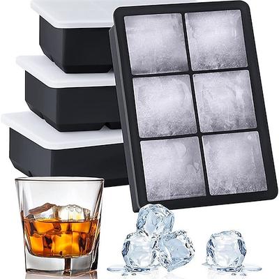 Silikon-Eiswürfelschale mit Deckel, quadratische Eiskugelform für Whisky, Cocktails, Bars Partys, leicht zu öffnende Gefrierbox für Getränke