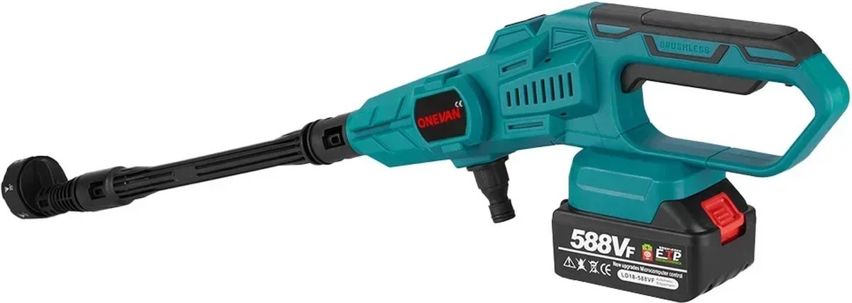Seastone Draadloze Hogedrukreiniger Turquoise met 2 Accu's en Multi-Angle Spuitmond
