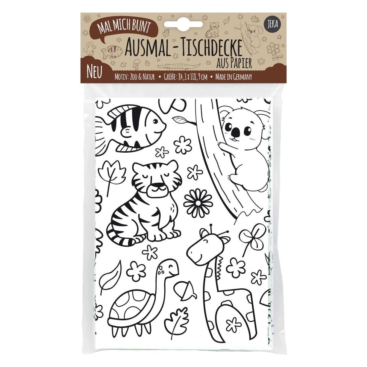Jeka mal mich bunt Ausmal-Tischdecke aus Papier "Zoo & Natur" (21945483)