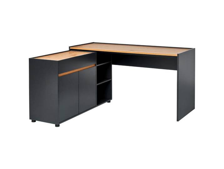 Livetastic Eckschreibtisch, Schwarz, Eichefarben, Holzwerkstoff, 1 Schublade(n) Schubladen, rechteckig, Wange, 150x76.5x136.5 cm, Bsci, Büromöbel, Schreibtische, Eckschreibtisch