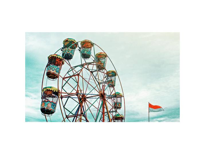 Wandkraft Aluminiumbild, Mehrfarbig, Metall, Kunststoff, Vergnügungspark, 118x70 cm, einfache und schnelle Anbringung, Bilder & Rahmen, Bilder, Aluminium-Bilder