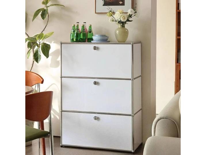 Armoires de salon simples en acier inoxydable, module de rangement multicouche, casier de rangement, commode, meuble à chaussures, meuble tv pour la maison