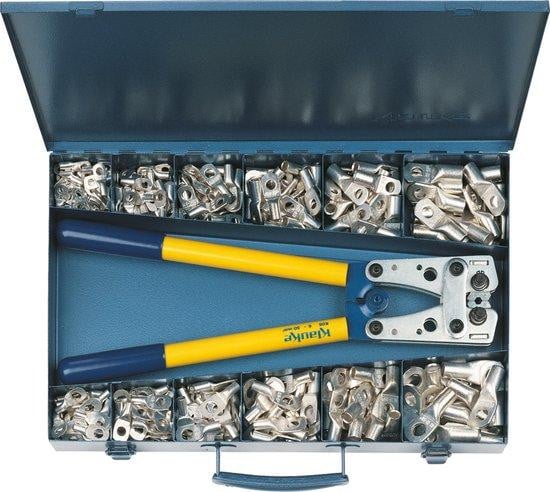 Klauke SK65B Assortiment kabelschoenen met krimptang, zilver, max. 50 mm²
