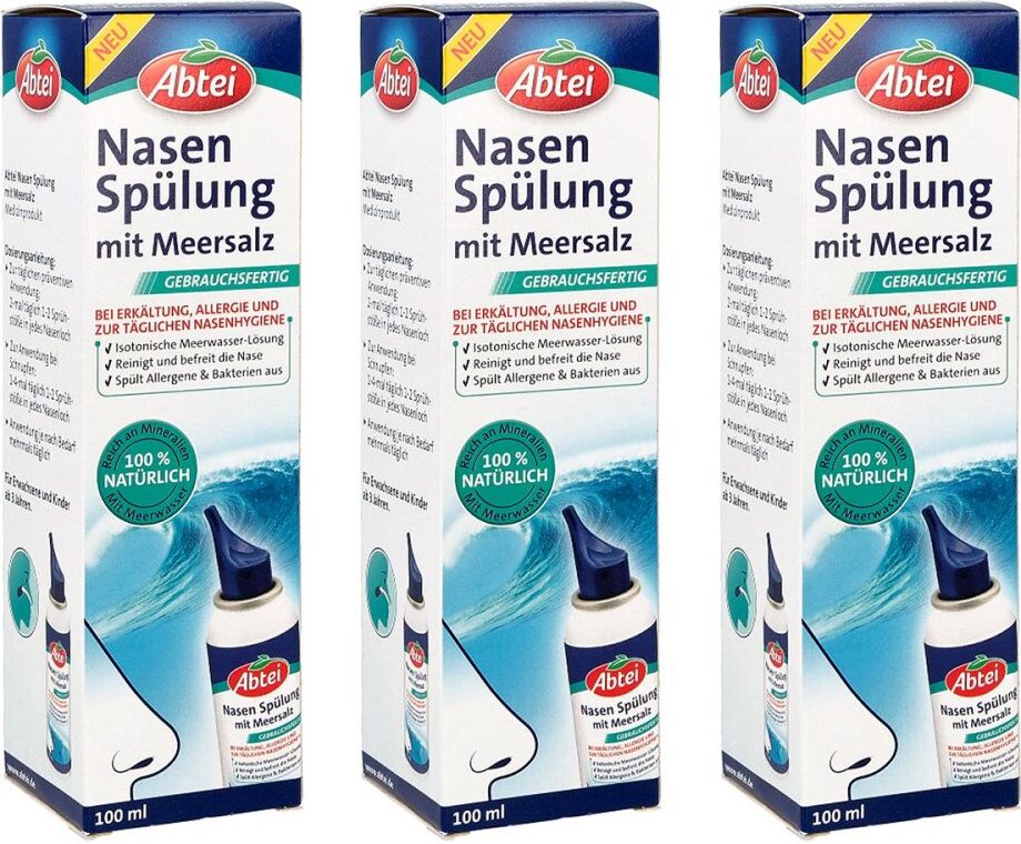 Abtei Nasenspülung mit Meersalz - bei Erkältung und Allergie 3x100ml