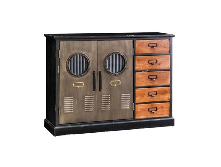Riess Ambiente Sideboard Nautilus - 105x79x32cm - braun schwarz grau Unikat, individuelle Maserung, Stauraum, lackiert, montiert, Loft-Stil, Vintage-Look