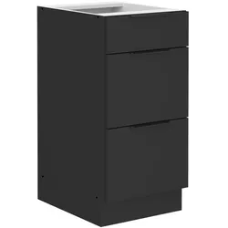 Küchen Unterschrank 40 cm SIENA Schwarz Vollauszug Soft-Close Küche Küchenzeile