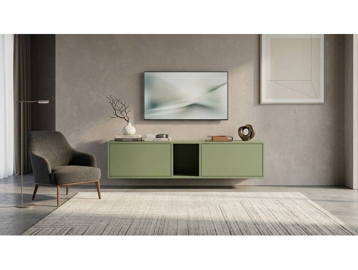 Hängesideboard in Salbeigrün planen MDF Lackiert