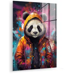ACRYLGLASBILD Panda - Jacke - Graffiti - Orange 60x80 cm