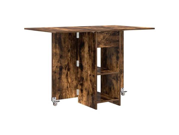Todiikf Esstisch Klappbar 115x70x75cm Holzwerkstoff Geräucherte Eiche Flexibler Küchentisch mit klappbarer Platte, zwei Ablagefächern und einer Schublade für kleine Räume im Esszimmer.