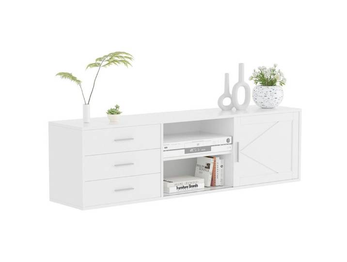 HOMAVO Meuble TV court 160 x 45 x 35 cm Blanc