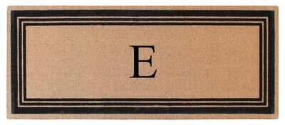 A1 Home Collections Natural Coir Monogrammed Flock Anti shed Treated Durable Doormat BlackBeige