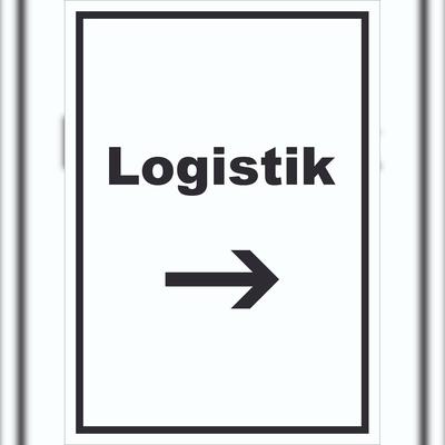 HB-Druck Logistik Schild mit Text und Richtungspfeil rechts Transport Versand hochkant A6 (105x148mm)