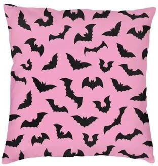 Inspired Living Pastel Goth Pillow Cover Pink & Black Bat Halloween Throw Pillow Cover 45x45cm 1 60x60cm