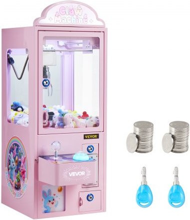 VEVOR grijpmachine met licht en geluid, roze speelautomaat met stalen grijper voor pluche speelgoed