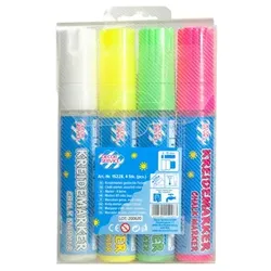 DECOR SERVICE Kreidemarker 4 Farben gemischt, Schreibbreite 3-15mm, 4 Stk.