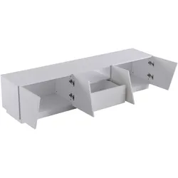 Moderner TV-Schrank 170x42x37 in Weiß mit einzigartigem Design, 4 Türflügeln und offenen Trennwänden für Stauraum