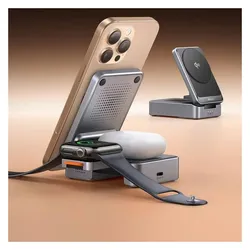 Mcdodo - Qi2 3 in 1 Faltbare Ladestation (Handy, Watch, Airpods), Schwarz, Wireless Charger, Schwarz