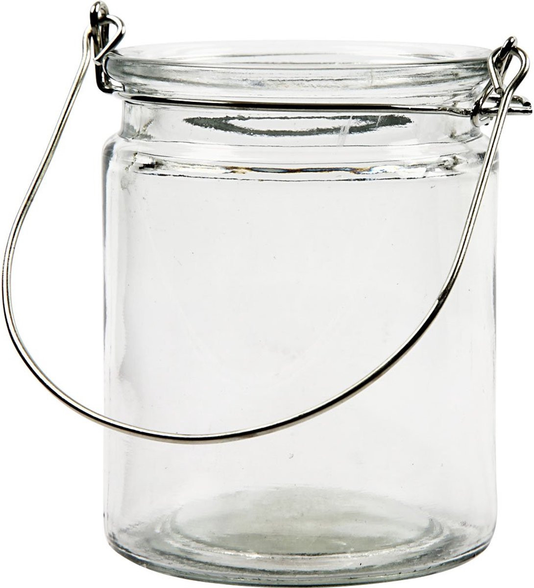 SnelShoppen 12x Creatieve Glazen Kandelaar met Handvat - Transparant - B: 8 cm, H: 10 cm