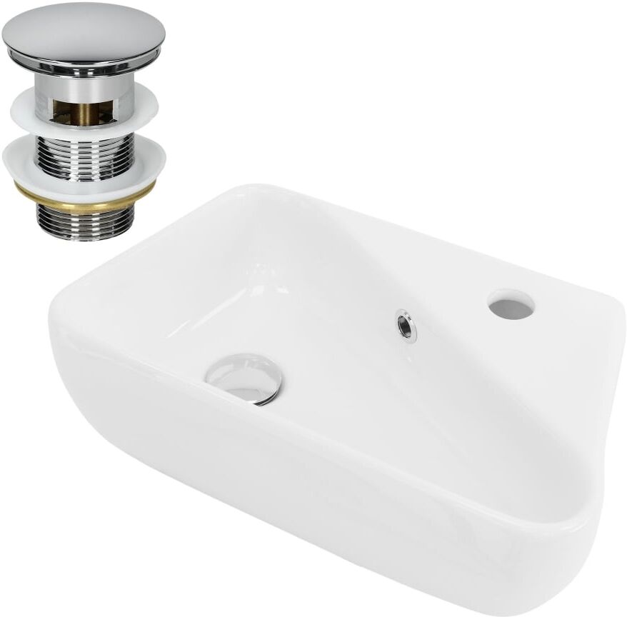 ML-Design Lavabo angular blanco cerámico con desagüe