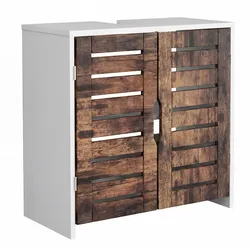 Waschbeckenunterschrank Flonali Weiß/Eichefarben