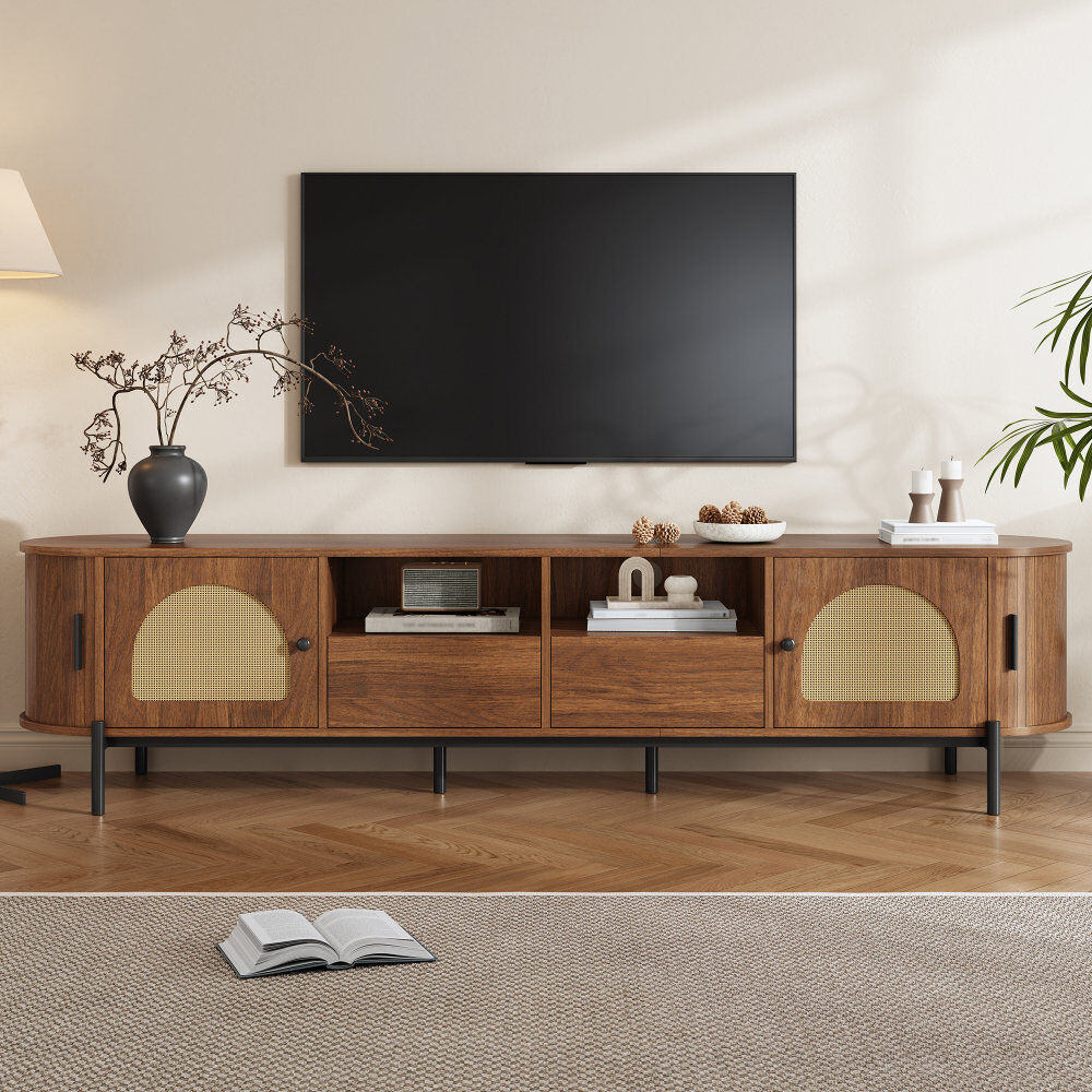 Brayden Studio TV Stand for TVs up to 85" Black;Walnut 85"
