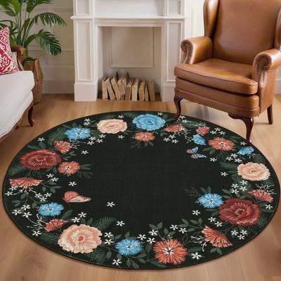 Garvee Butterfly Floral Scalloped Area Rug