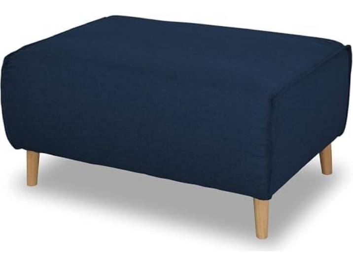 DOMO. collection Polsterhocker Jules FK mit Federkern und Holzfüßen, Sofa Hocker, Beistellhocker, Sitzhocker, 97 x 66 x 47 cm (BxTxH), in dunkelblau