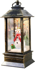 HomeDecorAndMore LLC Christmas LED Lantern With Lights Decorative Flickering Candle Lantern Snowman Without Glitter
