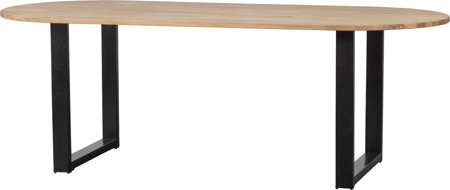 Woood Tablo Gartentisch Oval Aus Eichenholz, U-Tischbein, Braun, 220 X 90 Cm