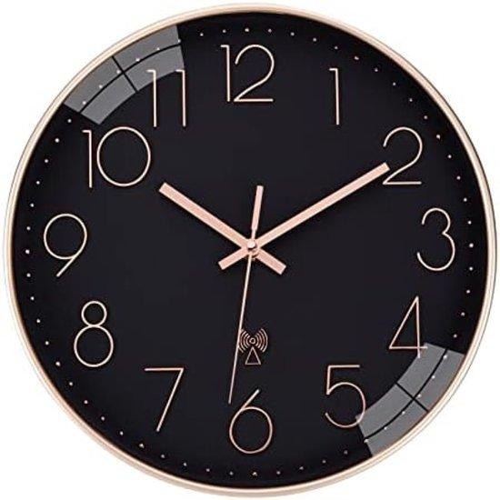 PromoHome Draadloze wandklok, 30 cm, groot en geluidsloos