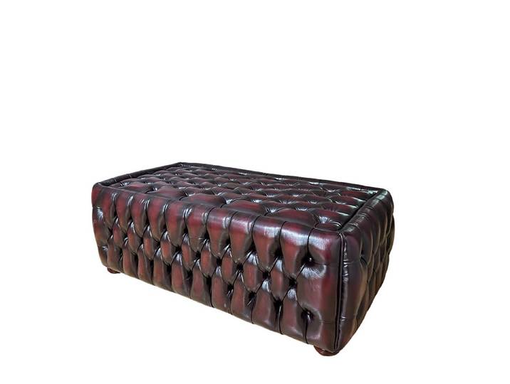 Salottini Wohnzimmertisch VERKÜRZTE LIEFERZEIT Chesterfield XL Ledertisch Bolton Tisch rot (1-St), Handarbeit