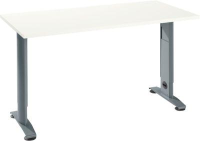 Home Office Tisch Login, C-Fuß, B 1300 x T 650 mm, weiß/basaltgrau