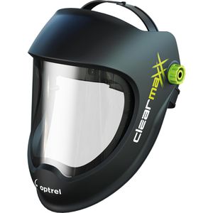 Optrel Gesichtsschutz Schleifhelm Clearmaxx, EN 166, EN 175, Scheibenvisier aus Polycarbonat, schwarz