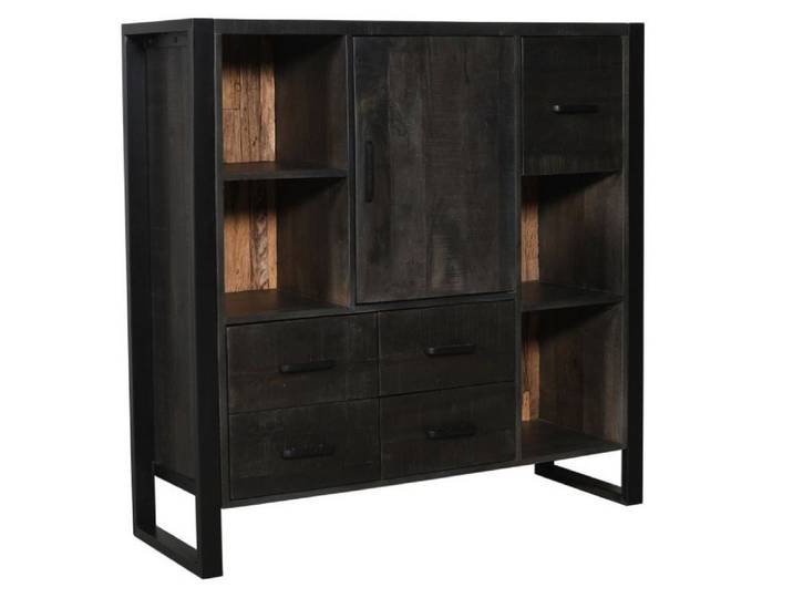 WOLF MÖBEL Kommode (120x40x120), SLEEPER Highboard 1 Tür / 4 Schubladen / Licht