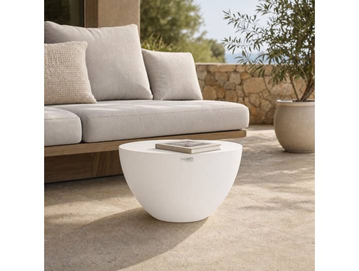 Loungetisch Chronos Faserbeton Weiß