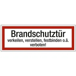 Marahrens Sicherheitskennzeichen »Textschild: Brandschutztür verkeilen, feststellen, festb rot, 21x7.4 cm