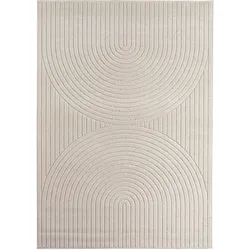 Carpetsale24 Kurzflor Teppich 120x170 cm Creme Wohnzimmer, Schlafzimmer, Küche, Skandinavisch Boho Motiv, für Outdoor Bereich geeignet