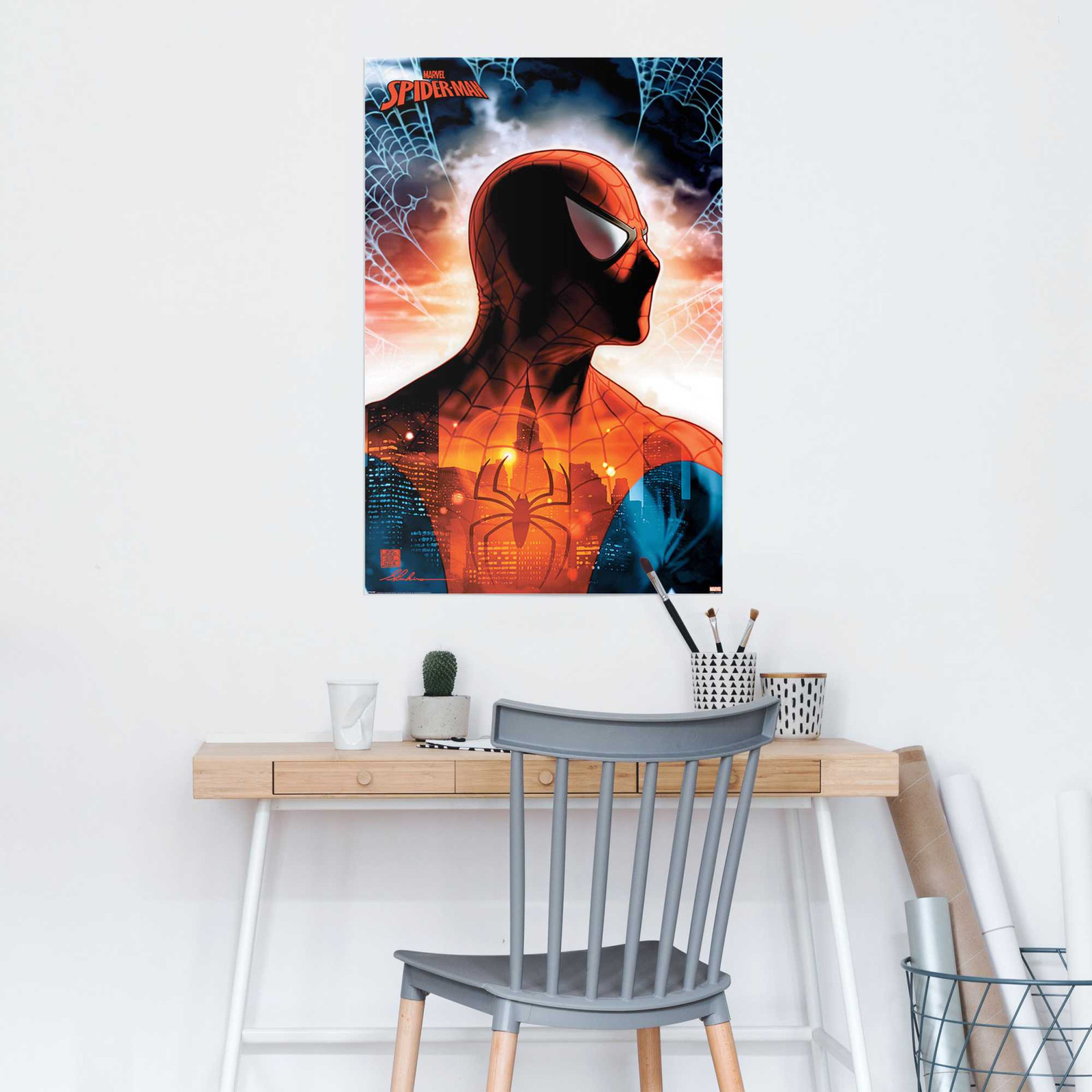 home24 Spiderman - Protector Of The City poster, rood/multicolor, papier, 61 x 92 cm