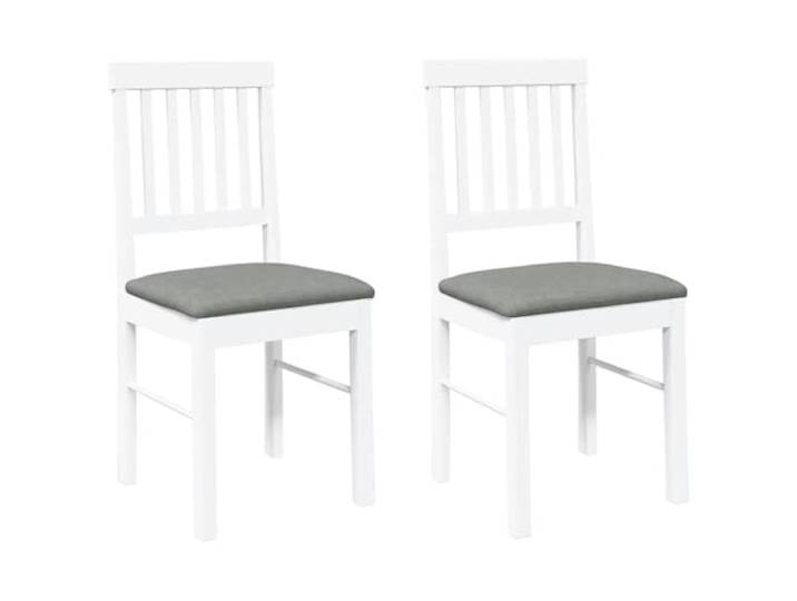 Fisinber Esszimmerstühle 2er Set Weiß mit Kissen Massivholz Gepolsterte Sitzfläche und ergonomische Rückenlehne für hohen Sitzkomfort am Küchentisch oder im Wohnzimmer.