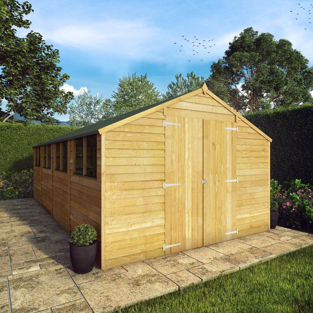 Mercia Garden Products Mercia 20 x 10ft Overlap Apex Workshop Brown 310cm W X 591cm D X 225cm H