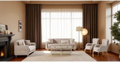 Furnia Modorn 4 Pieces Living Room Sets 2 Sofa 2 Chair