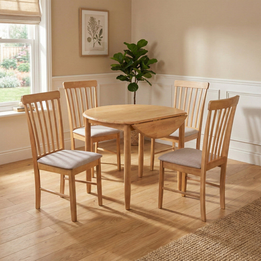 Three Posts Ankrum Extendable Drop Leaf Solid Oak Dining Table Light Oak
