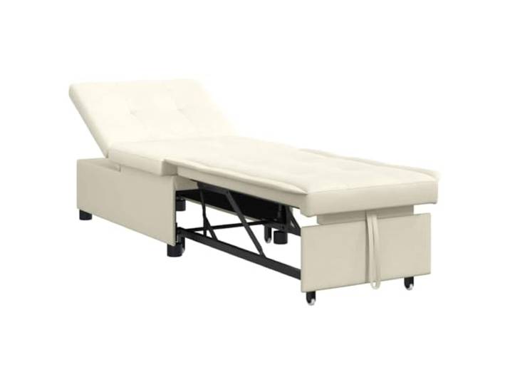 KUTYWEXFM Schlafsofa Samt Creme 194x67x82 cm 1-Sitzer Einzelsofa Vielseitiges Klappsofa aus Sperrholz mit weichem Samtbezug für Wohnzimmer, Gästezimmer und kleine Wohnungen.